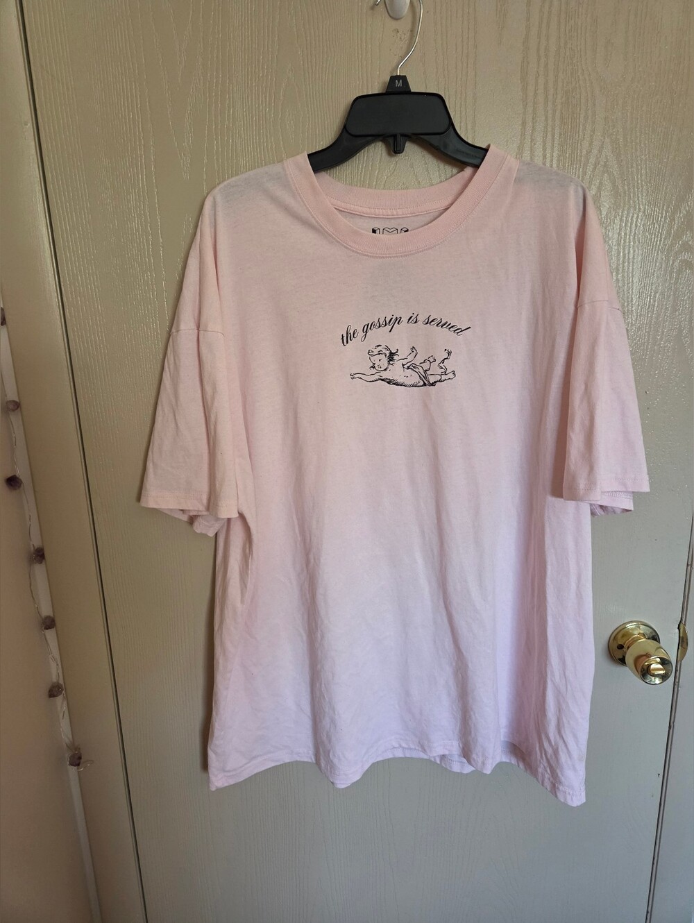 IML Isaac Morris Light Pink Angel Gossip Is Served T Shirt Womens Size XXL